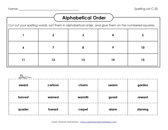 Alphabetical Order - ABC Order: Cut and Glue (C-20) Alphabetical Order - ABC Order: Cut and Glue (C-20)