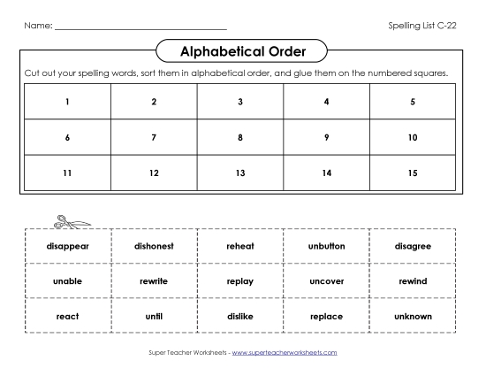 Alphabetical Order - ABC Order: Cut and Glue (C-22) Alphabetical Order - ABC Order: Cut and Glue (C-22)