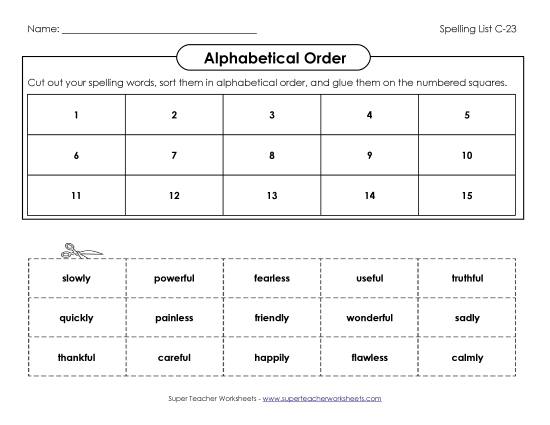 Alphabetical Order - ABC Order: Cut and Glue (C-23) Alphabetical Order - ABC Order: Cut and Glue (C-23)
