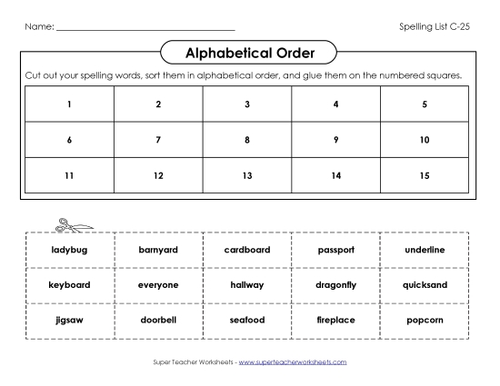 Alphabetical Order - ABC Order: Cut and Glue (C-25) Alphabetical Order - ABC Order: Cut and Glue (C-25)