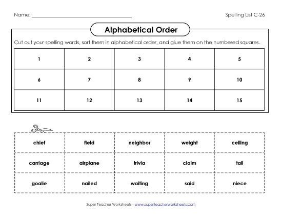 Alphabetical Order - ABC Order: Cut and Glue (C-26)