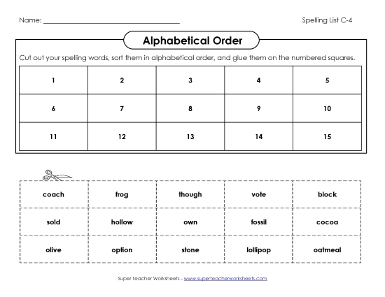 Alphabetical Order - ABC Order: Cut & Glue (C-4)