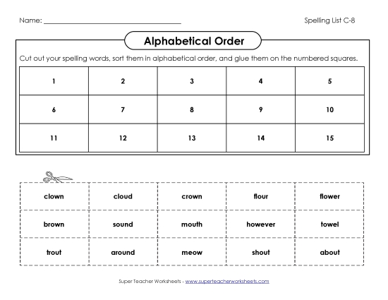 Alphabetical Order - ABC Order: Cut & Glue (C-8)
