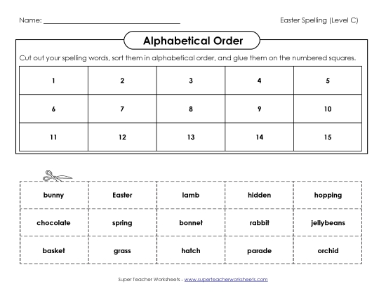 Alphabetical Order - ABC Order: Cut and Glue (C-Easter) 