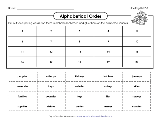 Alphabetical Order - ABC Order: Cut and Glue (D-11) Alphabetical Order - ABC Order: Cut and Glue (D-11)