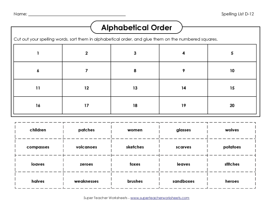 Alphabetical Order - ABC Order: Cut & Glue (D-12) Alphabetical Order - ABC Order: Cut & Glue (D-12)