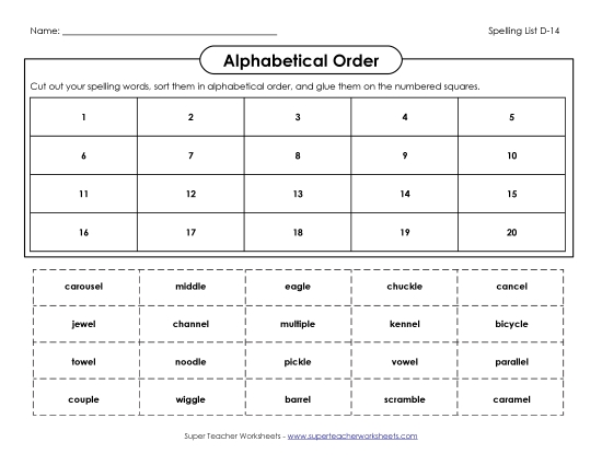Alphabetical Order - ABC Order: Cut & Glue (D-14)