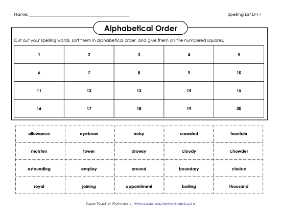 Alphabetical Order - ABC Order: Cut-and-Glue (D-17) Alphabetical Order - ABC Order: Cut-and-Glue (D-17)