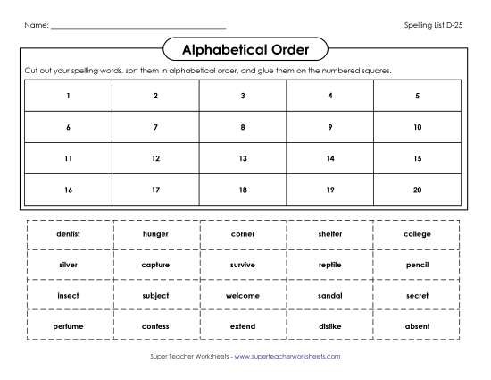 Alphabetical Order - ABC Order: Cut and Glue (D-25) Alphabetical Order - ABC Order: Cut and Glue (D-25)