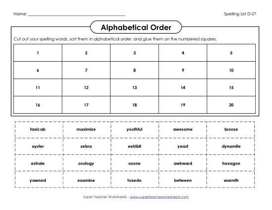 Alphabetical Order - ABC Order: Cut and Glue (D-27) Alphabetical Order - ABC Order: Cut and Glue (D-27)