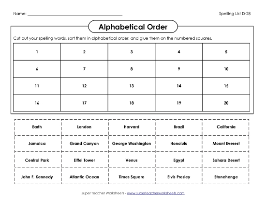 Alphabetical Order - ABC Order: Cut and Glue (D-28) Alphabetical Order - ABC Order: Cut and Glue (D-28)