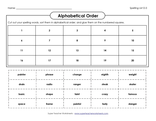 Alphabetical Order - ABC Order - Cut & Glue (D-3)