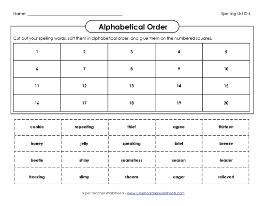 Alphabetical Order - ABC Order: Cut and Glue (D-4) Alphabetical Order - ABC Order: Cut and Glue (D-4)