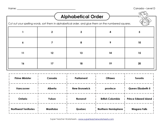 ABC Order - ABC Order: Cut and Glue (D-Canada Words) ABC Order - ABC Order: Cut and Glue (D-Canada Words)