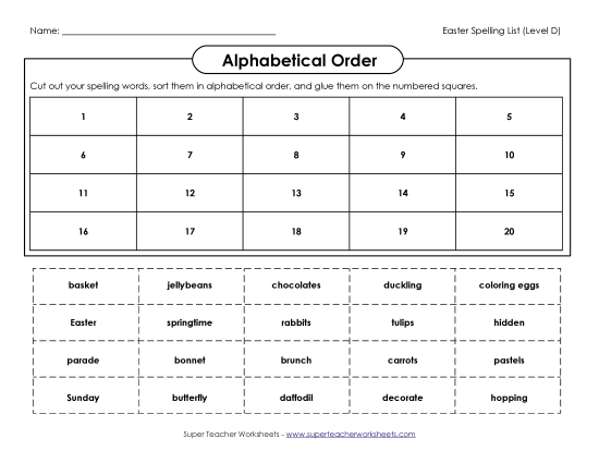 Alphabetical Order - ABC Order: Cut & Glue (D-Easter) 