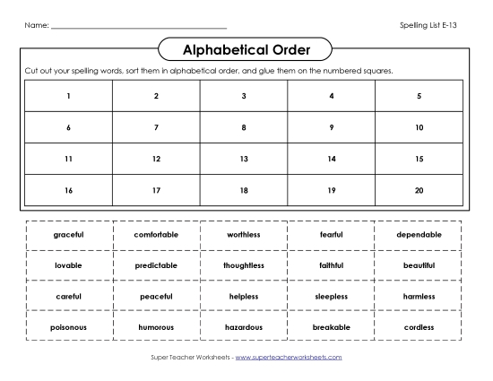 Alphabetical Order - ABC Order: Cut & Glue (E-13)