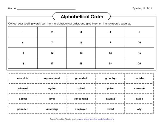 Alphabetical Order - ABC order: Cut-and-Glue (E-14) Alphabetical Order - ABC order: Cut-and-Glue (E-14)