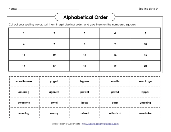 Alphabetical Order - ABC order: Cut and Glue (E-24)