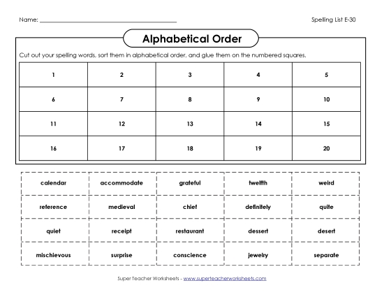 Alphabetical Order - ABC Order: Cut-and-Glue (E-30)