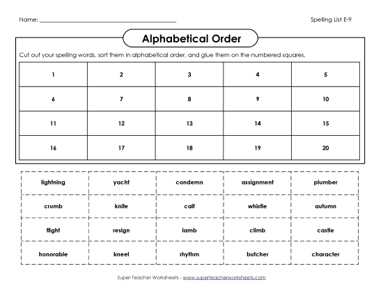 Alphabetical Order - ABC Order: Cut & Glue (E-9)