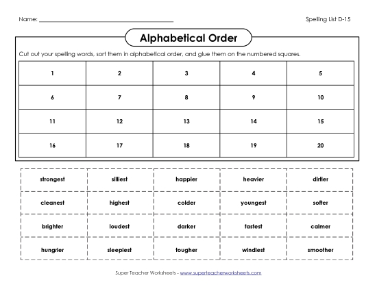 Alphabetical Order - ABC Order: Cut and Paste (D-15) Alphabetical Order - ABC Order: Cut and Paste (D-15)