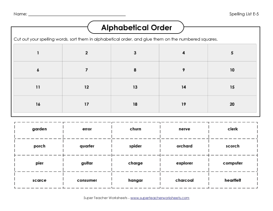 Alphabetical Order - ABC Order: Cut-and-Paste (E-5)