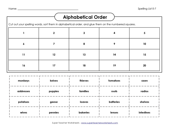 Alphabetical Order - ABC Order: Cut & Paste (E-7)
