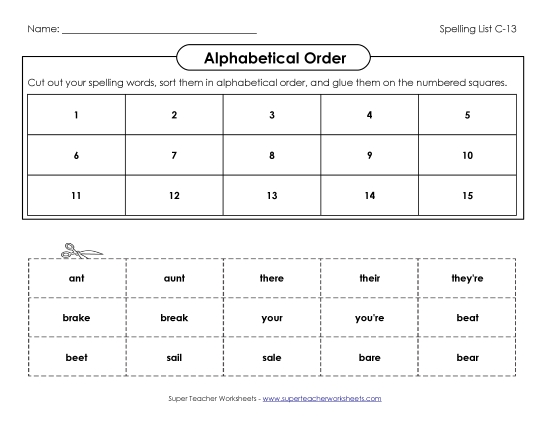 Alphabetical Order - ABC Order: Cut-Glue (C-13)