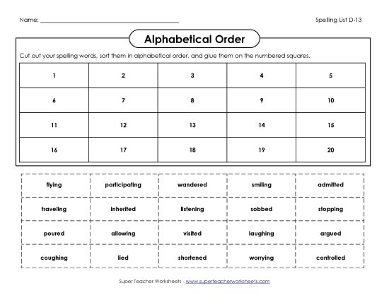 Alphabetical Order - ABC Order: Cut-Glue (D-13) Alphabetical Order - ABC Order: Cut-Glue (D-13)
