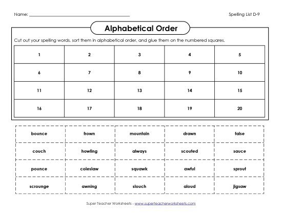 Alphabetical Order - ABC Order: Cut-Glue (D-9)