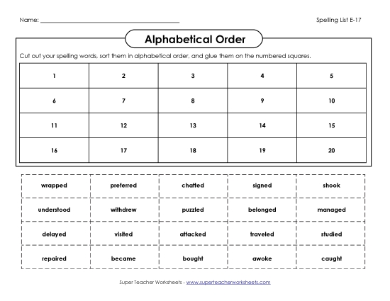 Alphabetical Order - ABC Order: Cut-Paste (E-17)