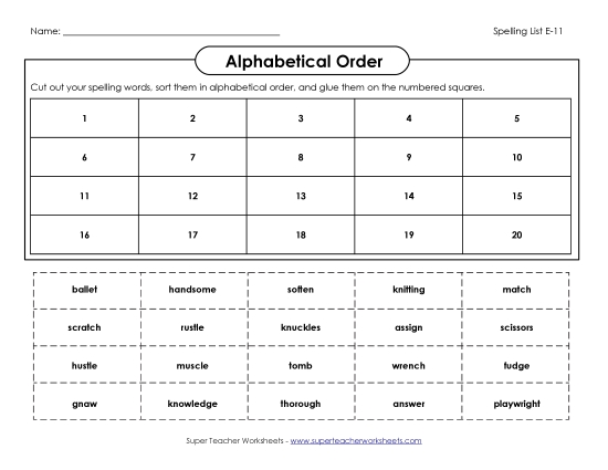 Alphabetical Order - ABC Order: Cut/Glue (E-11) Alphabetical Order - ABC Order: Cut/Glue (E-11)