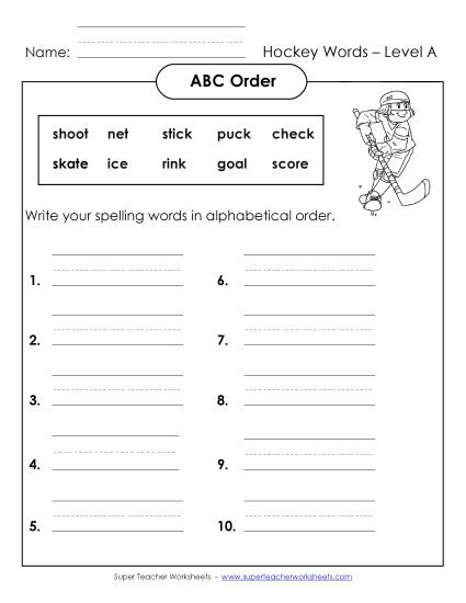 ABC Order - ABC Order: Full List (A-Hockey Words) ABC Order - ABC Order: Full List (A-Hockey Words)
