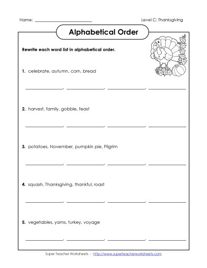 ABC Order - ABC Order Groups (C-Thanksgiving) ABC Order - ABC Order Groups (C-Thanksgiving)