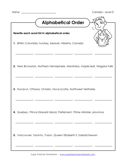ABC Order - ABC Order Groups (D-Canada Words) 