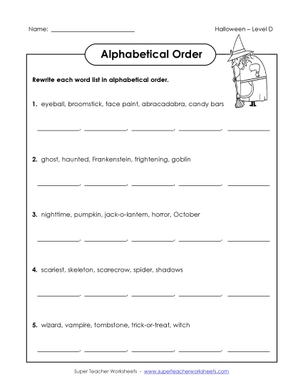 Alphabetical Order - ABC Order Groups (D-Halloween) Alphabetical Order - ABC Order Groups (D-Halloween)
