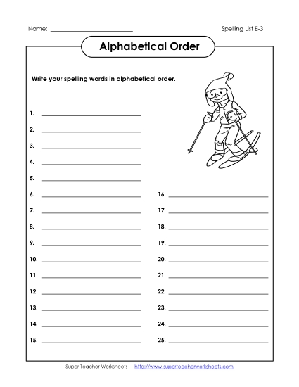 Alphabetical Order - ABC Order: Whole List (E-3) Alphabetical Order - ABC Order: Whole List (E-3)