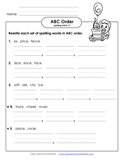 ABC Order - ABC Order - Word Sets (B-17) ABC Order - ABC Order - Word Sets (B-17)
