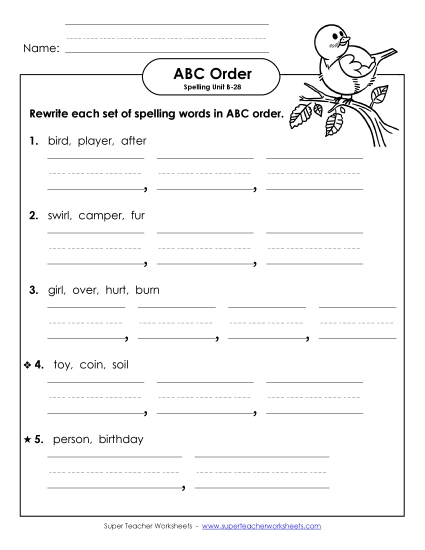 ABC Order - ABC Order - Word Sets (B-28)