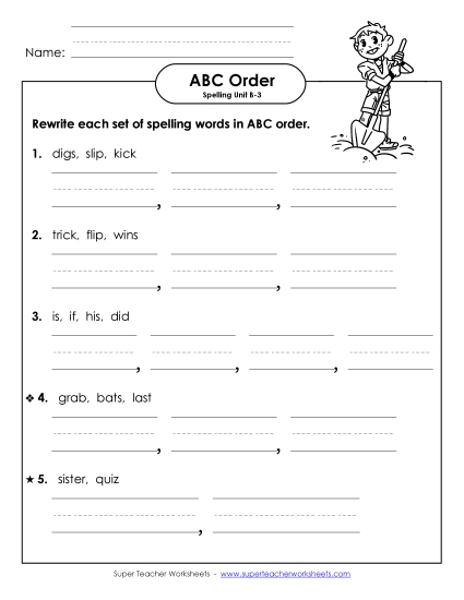 ABC Order - ABC Order - Word Sets (B-3)