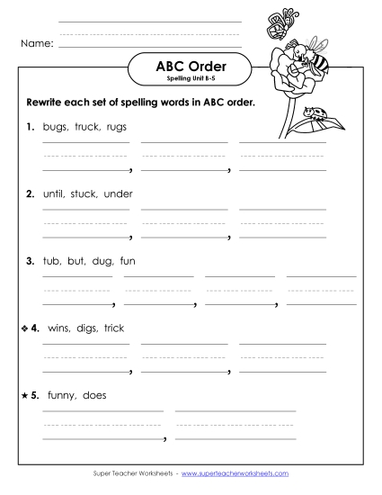 ABC Order - ABC Order - Word Sets (B-5)