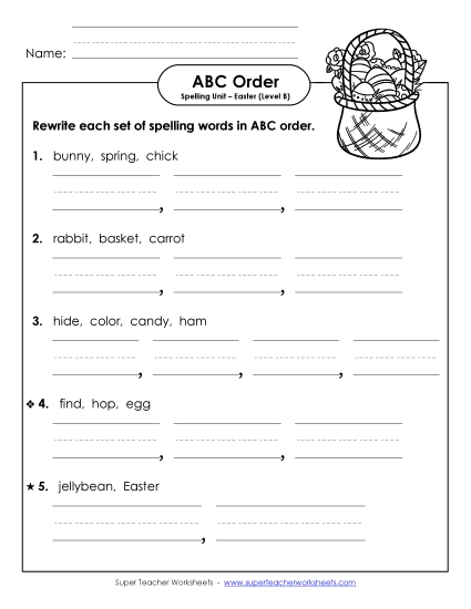 ABC Order - ABC Order - Word Sets (B-Easter) 