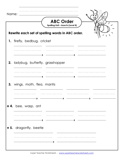 ABC Order - ABC Order - Word Sets (B-Insect Words) ABC Order - ABC Order - Word Sets (B-Insect Words)
