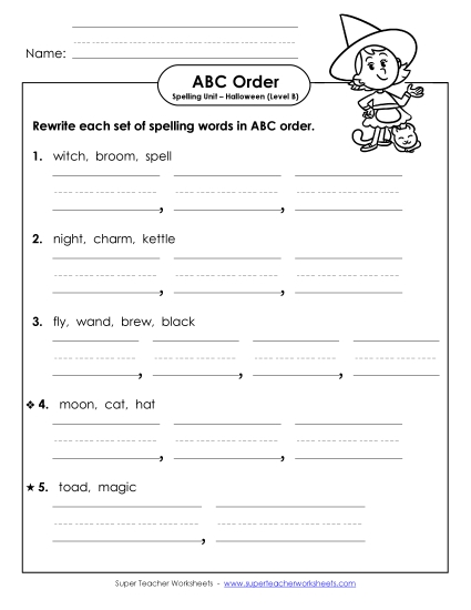 ABC Order Activities - ABC Order - Word Sets (Level B: Halloween) ABC Order Activities - ABC Order - Word Sets (Level B: Halloween)