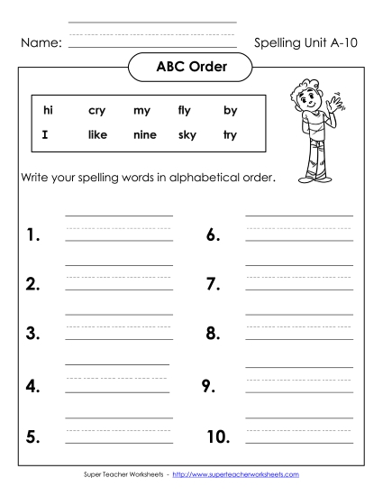 ABC Order - ABC Order: Write (A-10) ABC Order - ABC Order: Write (A-10)