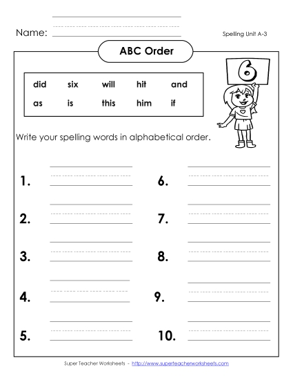 ABC Order - ABC Order - Write (A-3)