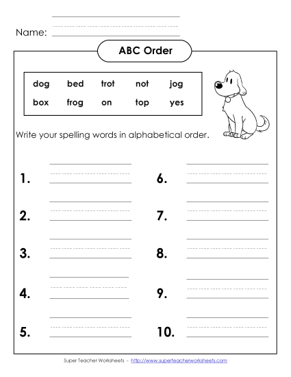 ABC Order - ABC Order - Write (A-4)