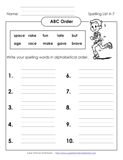 ABC Order - ABC Order - Write (A-7)
