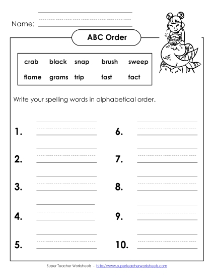 ABC Order - ABC Order: Write (B-10) ABC Order - ABC Order: Write (B-10)