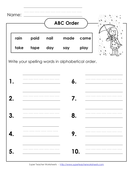 ABC Order - ABC Order: Write (B-6)
